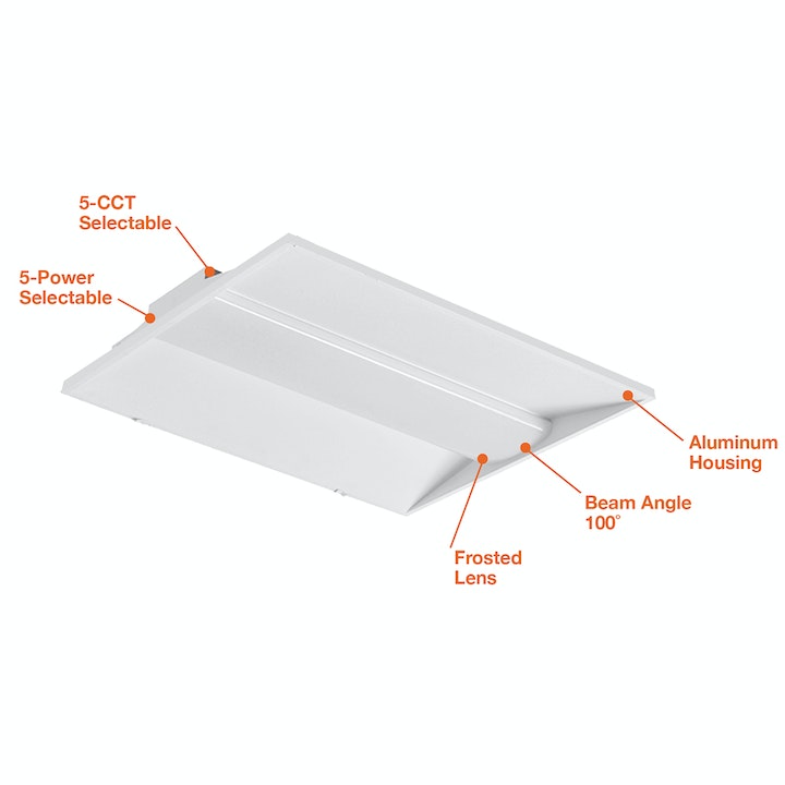 2x4 LED Center Basket Troffer: C-Line, 6250 Lumen Max, Wattage and CCT Selectable, 120-277V