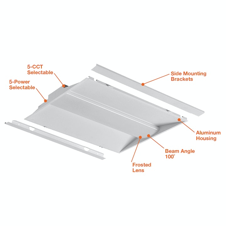 2x2 LED Center Basket Troffer: C-Line Retrofit Kit Model, 5000 Lumen Max, Wattage and CCT Selectable, 120-277V