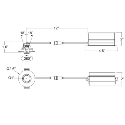 2" Gimbal Downlight: SnapTrim-Line, 350 Lumens, 5W, 2700K, 4000K, or 5000K, 120V