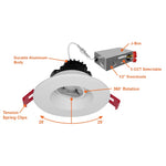 3" Regressed Gimbal Round Downlight: SnapTrim-Line, 600 Lumens, 8W, CCT Selectable, 120V