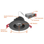 3" Regressed Gimbal Round Downlight: SnapTrim-Line, 600 Lumens, 8W, CCT Selectable, 120V