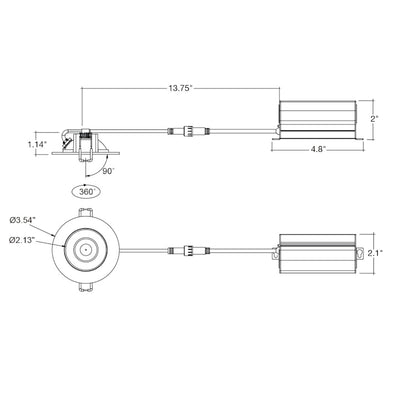 2" Floating Gimbal Canless Downlight, 400 Lumens, 5W, CCT Selectable, 120V