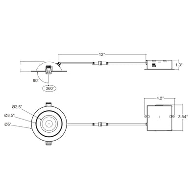 4" SnapTrim Floating Adjustable J-Box, 700 Lumens, 9W, CCT Selectable, 120V