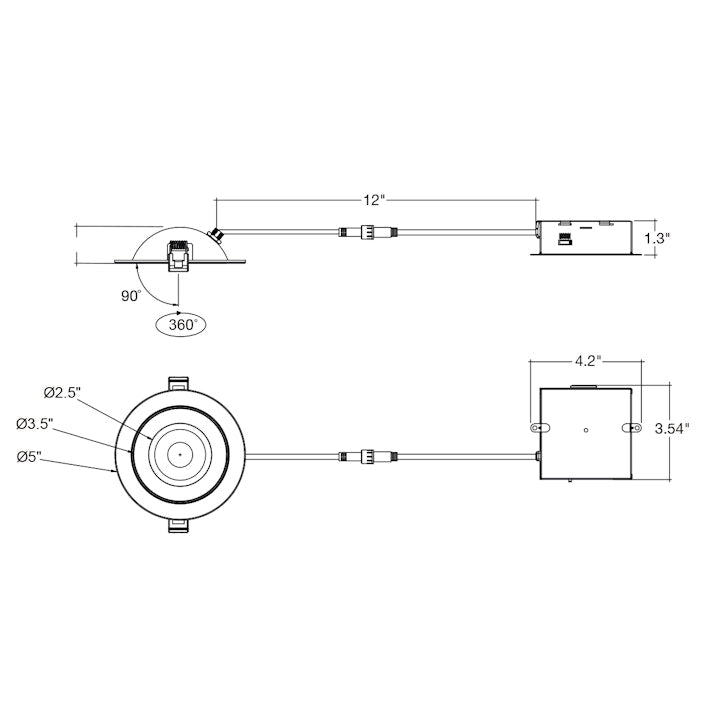 4" SnapTrim Floating Adjustable J-Box, 700 Lumens, 9W, CCT Selectable, 120V