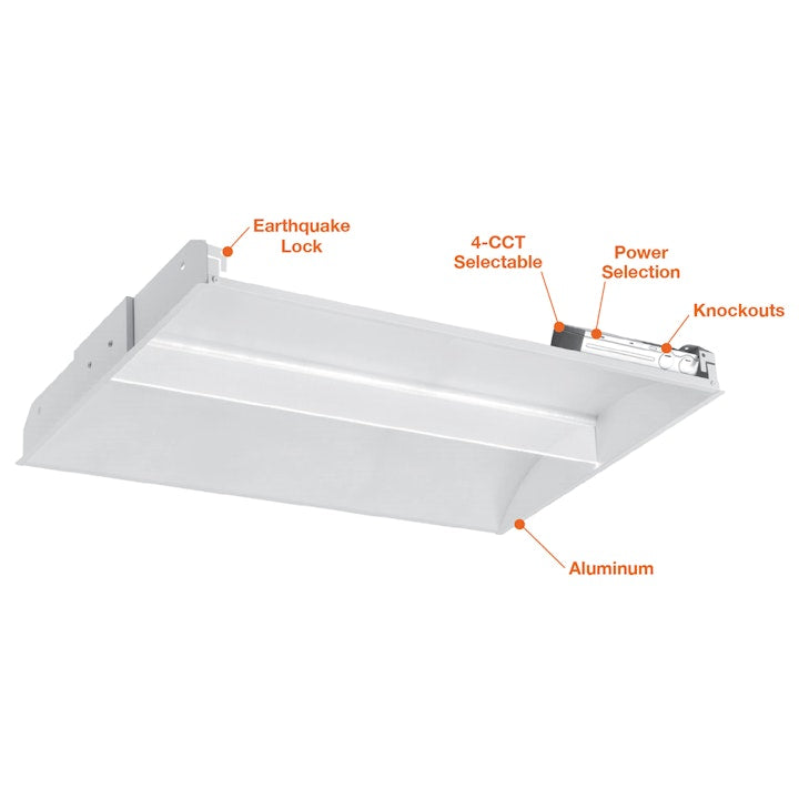 2PK 2x4 Thin LuxLume Troffer: ARCY-Line, 6000 Lumen Max, Wattage and CCT Selectable, 120-277V