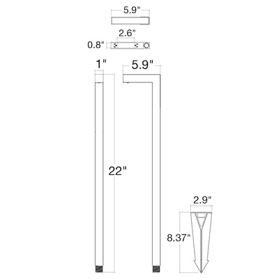 22" Path Light: L-Shape, 12V, Bronze or Black