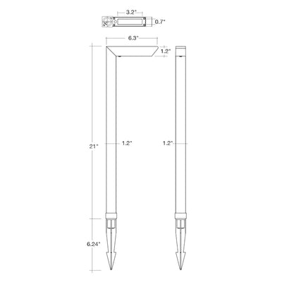 21" RGBW Path Light: L-Shape, 5W, 200 Lumens, 12-24V, Black Finish