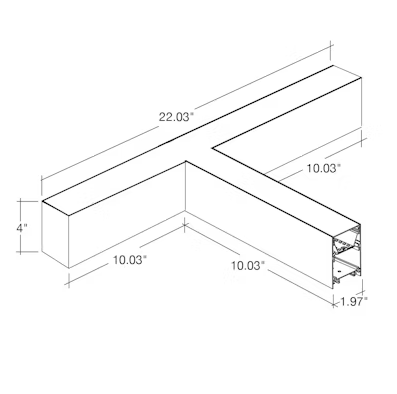 22x10" T-Shape  Downlight, 4320 Lumen Max, Wattage and CCT Selectable, 120-277V