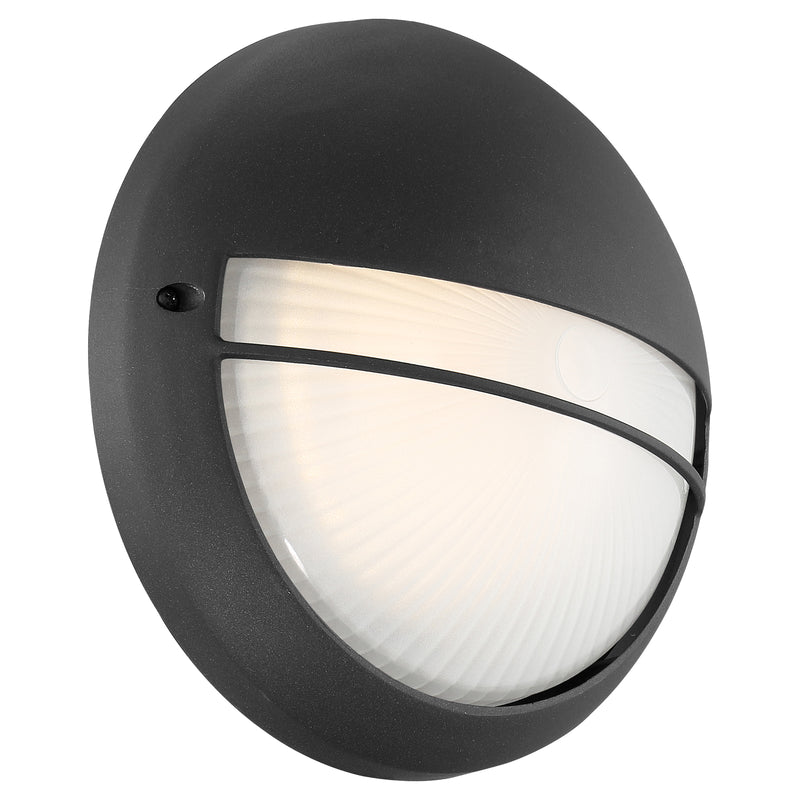 Outdoor LED Bulkhead, 1100 Lumens, 12W, 3000K, 120V, Black Finish, Clifton Collection