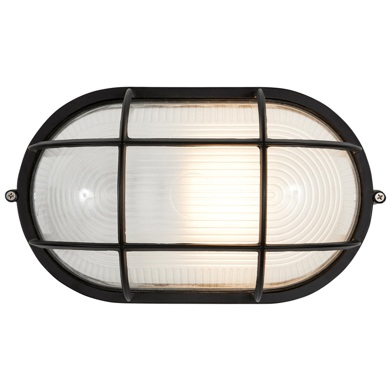 1 Light Outdoor Bulkhead, 60W, 120V, Black Finish, Nauticus Dual Mount Collection