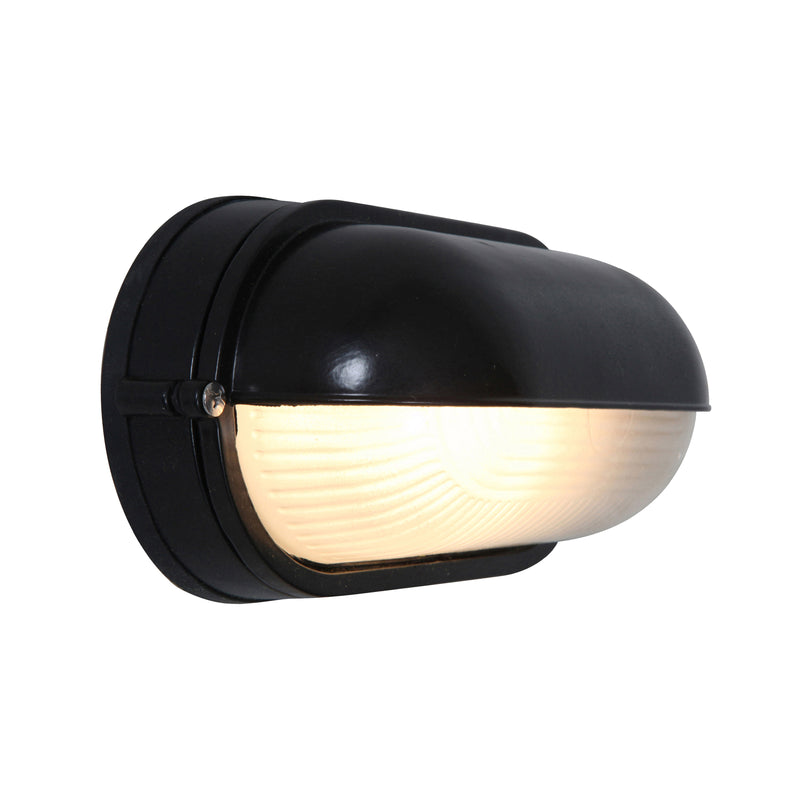 1 Light Outdoor Bulkhead, 60W, 120V, Black Finish, Nauticus Collection