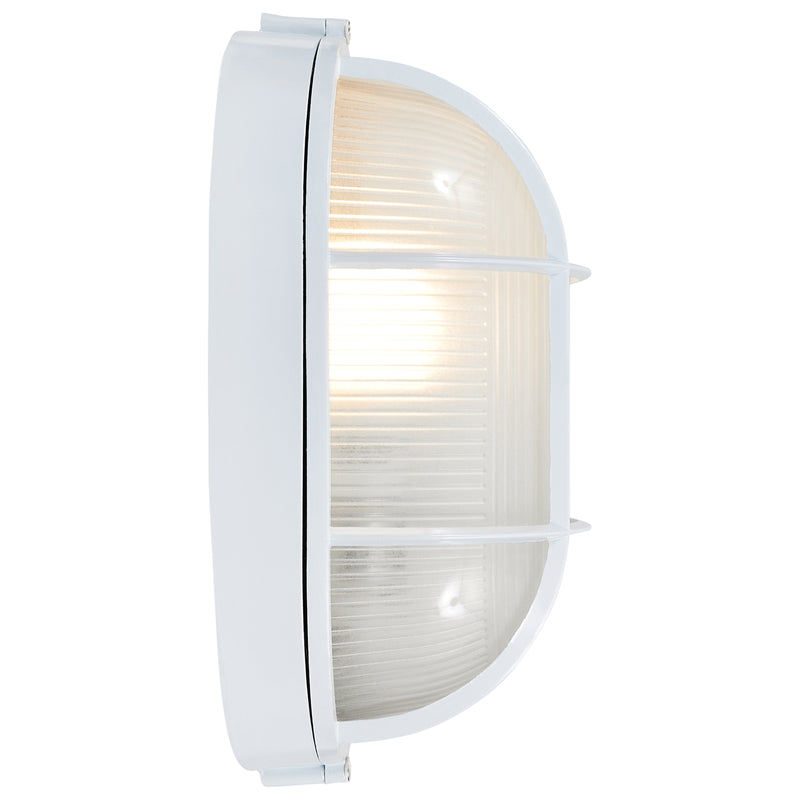 1 Light Outdoor Bulkhead, 100W, 120V, White Finish, Nauticus Dual Mount Collection