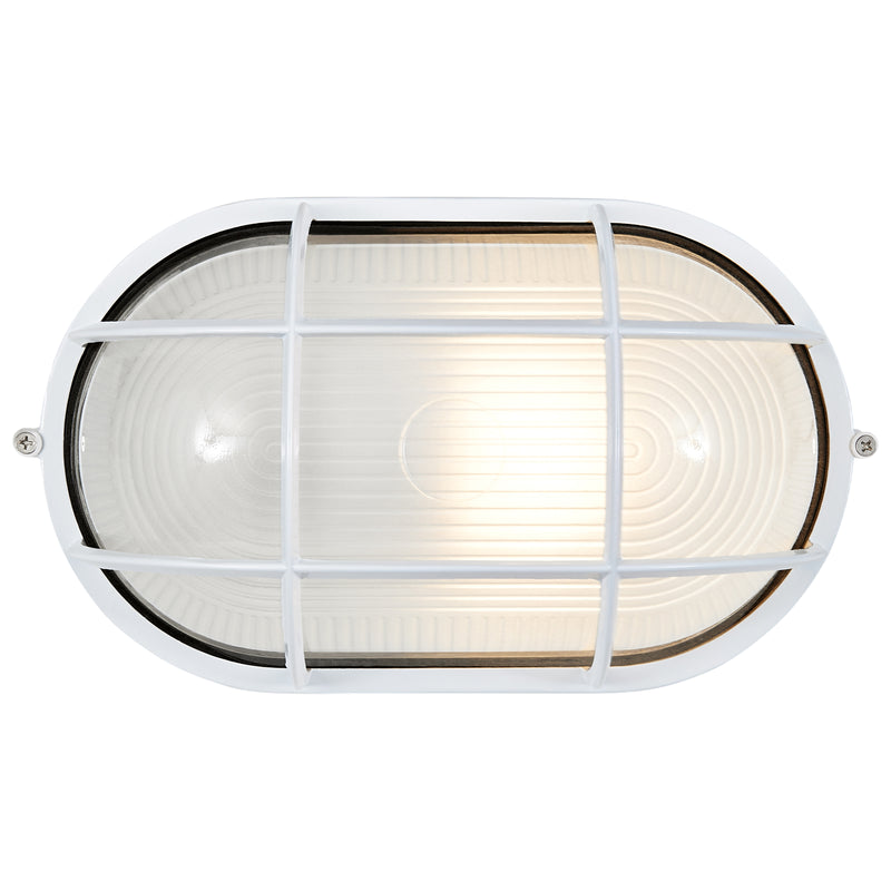 1 Light Outdoor Bulkhead, 100W, 120V, White Finish, Nauticus Dual Mount Collection