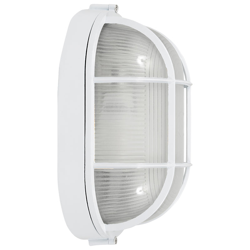 1 Light Outdoor Bulkhead, 100W, 120V, White Finish, Nauticus Dual Mount Collection