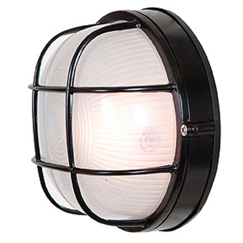 1 Light Outdoor Bulkhead, 60W, 120V, Black Finish, Nauticus Round Dual Mount