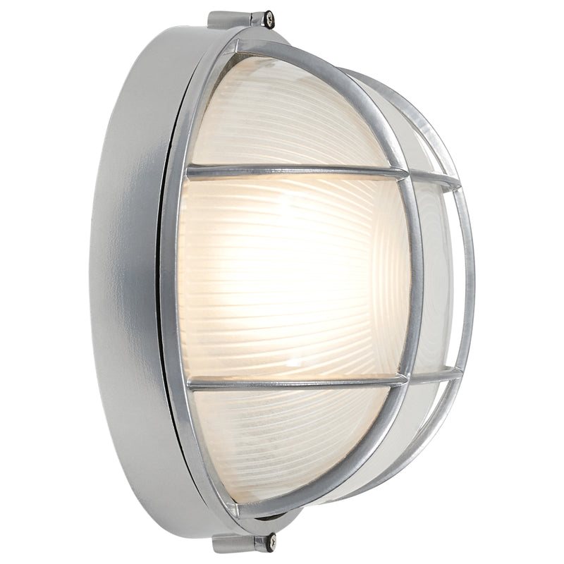 1 Light Outdoor LED Bulkhead, 800 Lumens, 9W, Satin Finish, 120V, Nauticus Round Dual Mount