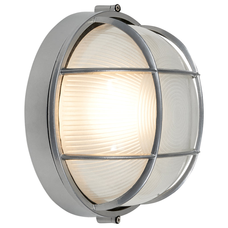 1 Light Outdoor LED Bulkhead, 800 Lumens, 9W, Satin Finish, 120V, Nauticus Round Dual Mount