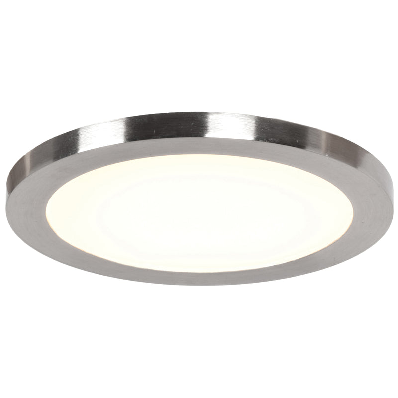 LED Flush Mount, 800 Lumens, Brushed Steel Finish, 120V