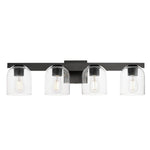 Scoop 4-Light Bath Vanity, Black, Chrome, or Brass Finish