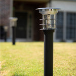 2PK Stainless Steel Bollard Solar Light w/EZ Anchor, 100 Lumens, Black