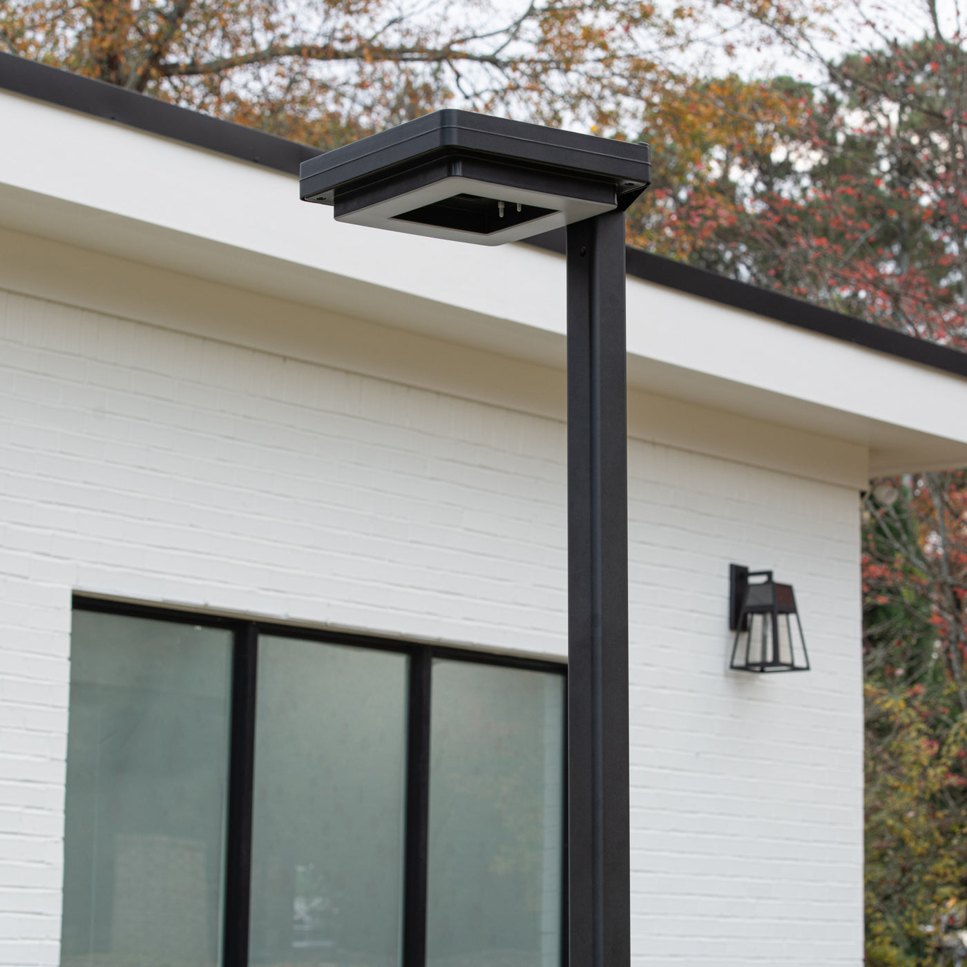 Contemporary Square Solar Lamp Post with Timer