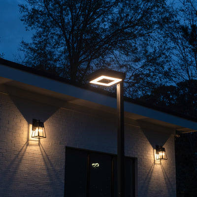 Contemporary Square Solar Lamp Post with Timer