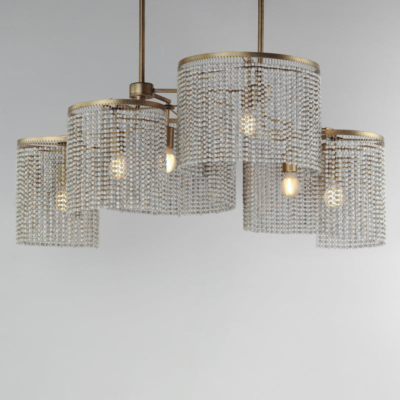 Fontaine 6-Light Linear Pendant, Golden Silver