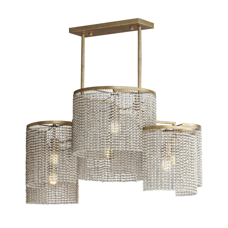 Fontaine 6-Light Linear Pendant, Golden Silver