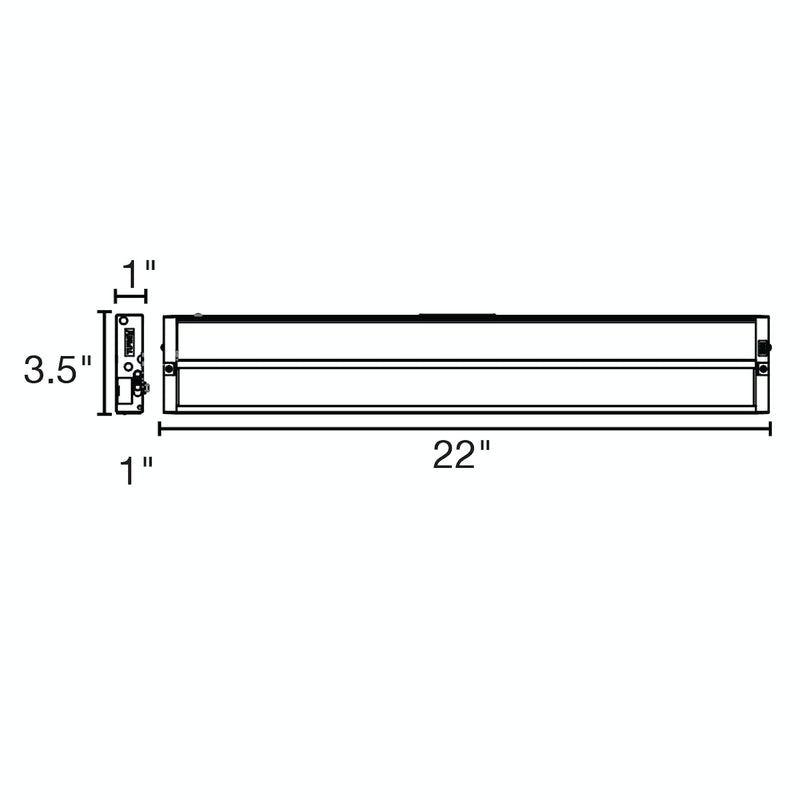 22" LED Undercabinet Bar Light, 10W, 750 Lumens, CCT Selectable, 120V, White or Bronze Finish