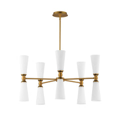 Krevat 10-Light Chandelier, Black / Natural Aged Brass Finish