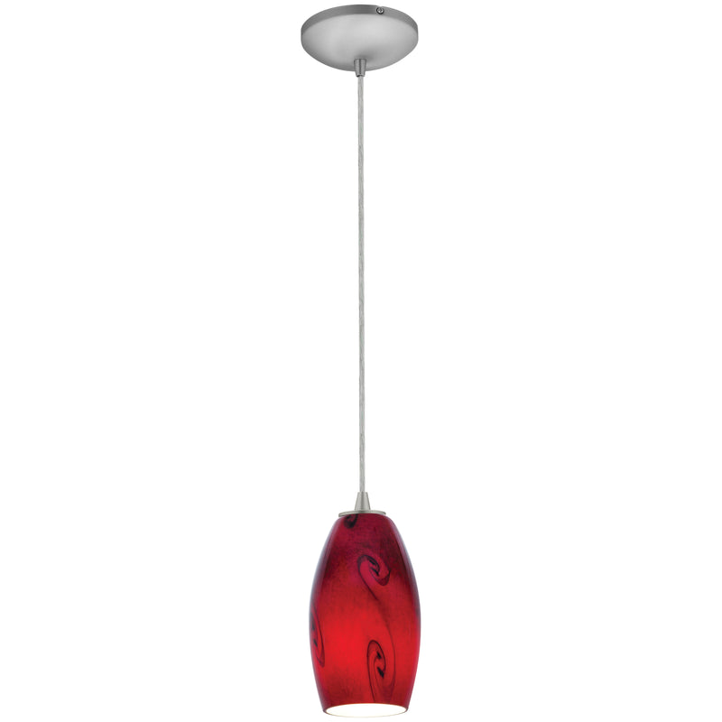 LED Pendant Light, Red Sky Diffuser, Brushed Steel Finish, 100W, 120V, Merlot Collection