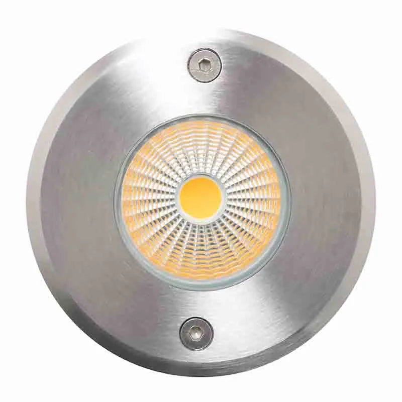 STAINLESS STEEL IN-GROUND LIGHT, 12V DC/AC, 7W COB, 620 LM, 90°, IP67, PC SLEEVE, 3000K OR 4000K