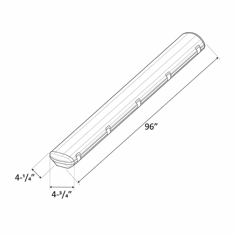 8FT LED LINEAR VAPOR LIGHT, 13000LM, 100W, 4000K OR 5000K, 480V