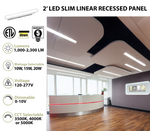 2FT LED Slim Linear Recessed Panel, 2300 Lumen Max, Wattage & CCT selectable, 120-277V