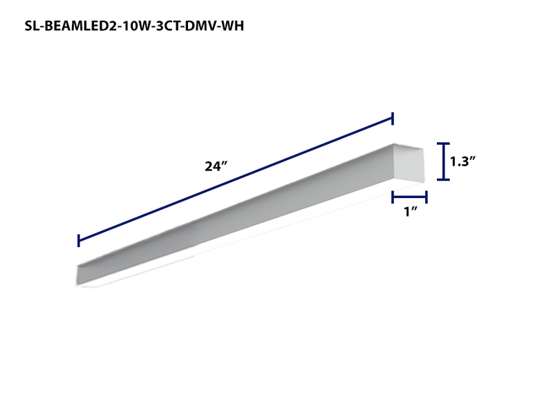 2FT LED Linear Fixture, 1150 Lumen Max, Wattage and CCT Selectable, 120-277V