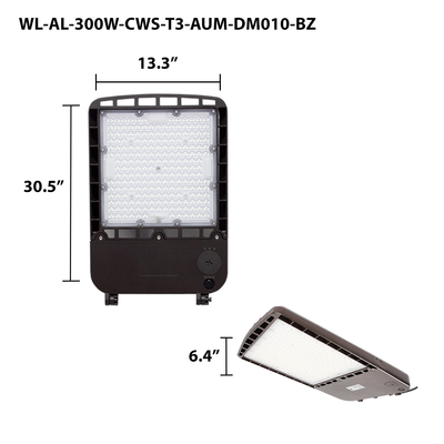 LED Area/Parking Lot Light, 43,360 Lumen Max, Wattage & CCT Selectable, Type II, III, IV, or V Optics, 120-277V