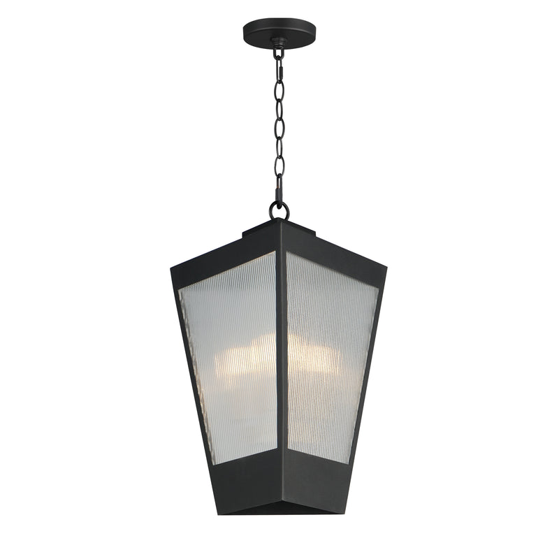 Triform 14" LED Outdoor Pendant, Black / Antique Brass