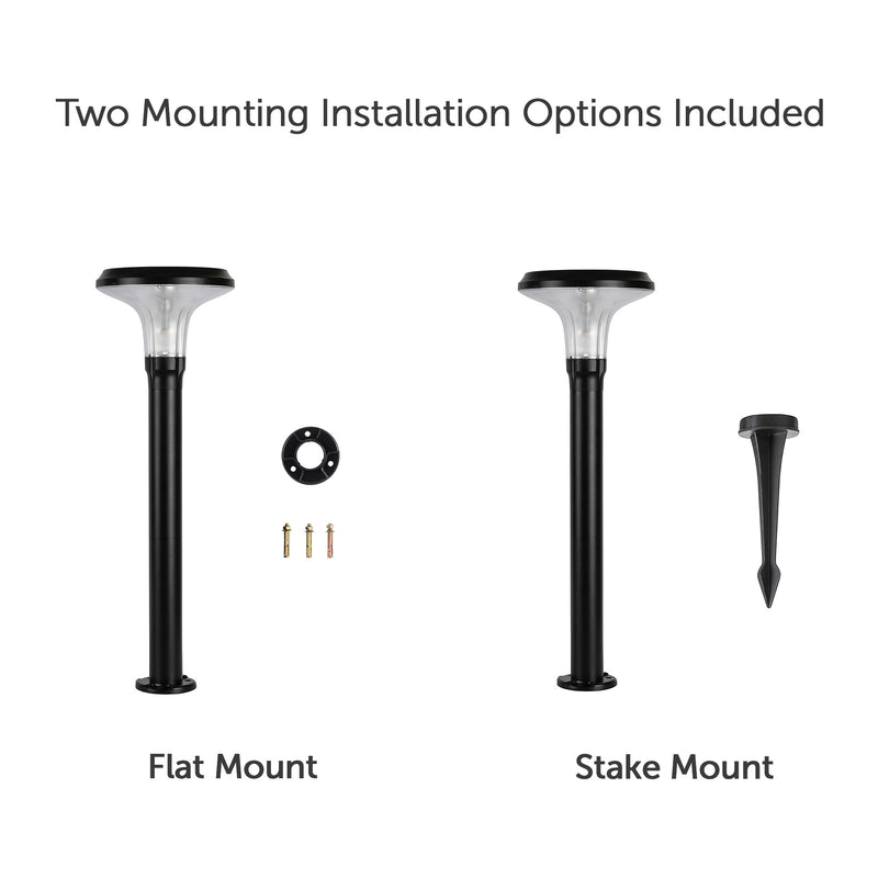 Vantage Bollard Solar Pathway Light, 200 Lumens, 2 PK