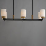 Ruffles 6-Light Linear Chandelier, Black / Antique Brass