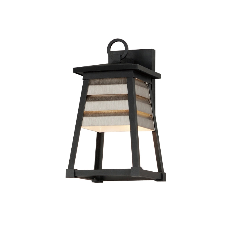 Shutters 1-Light Small Outdoor Wall Sconce, Black, White / Black, or Weathered Zinc / Black