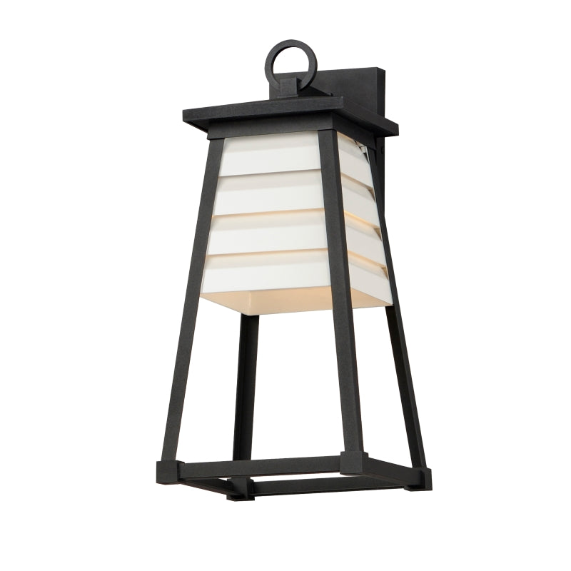 Shutters 1-Light Medium Outdoor Wall Sconce, Black, White / Black, or Weathered Zinc / Black