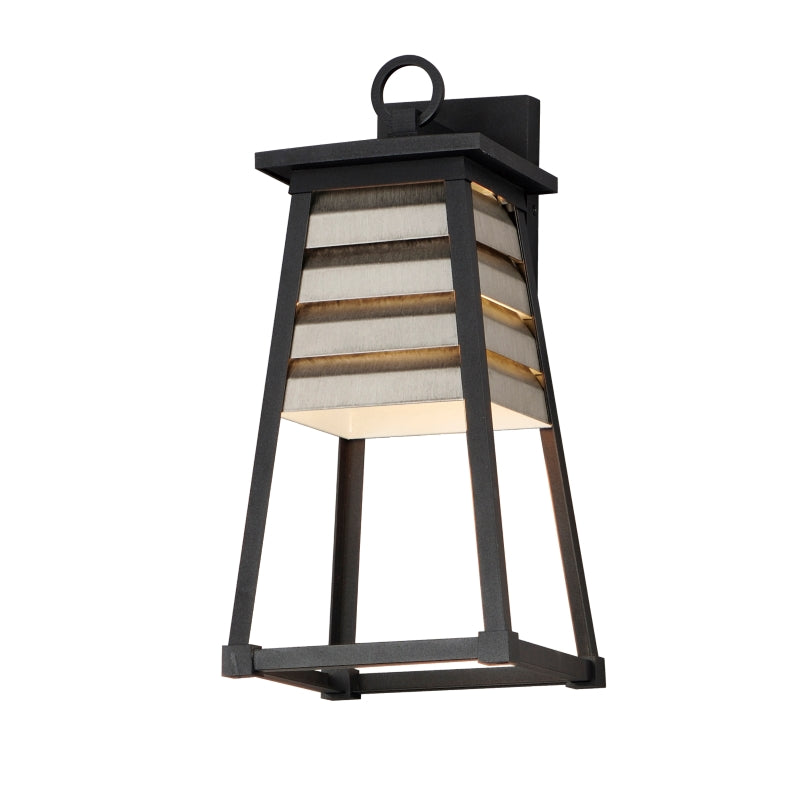 Shutters 1-Light Medium Outdoor Wall Sconce, Black, White / Black, or Weathered Zinc / Black