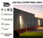 LED Full Cutoff Wall Pack, 5760 Lumen Max, Wattage and CCT Selectable, Integrated Photocell, 120-277V