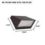 LED Traditional Cutoff Wall Pack, 5640 Lumen Max, Wattage and CCT Selectable, Integrated Photocell,120-277V