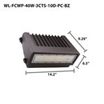 LED Full Cutoff Wall Pack, 5760 Lumen Max, Wattage and CCT Selectable, Integrated Photocell, 120-277V