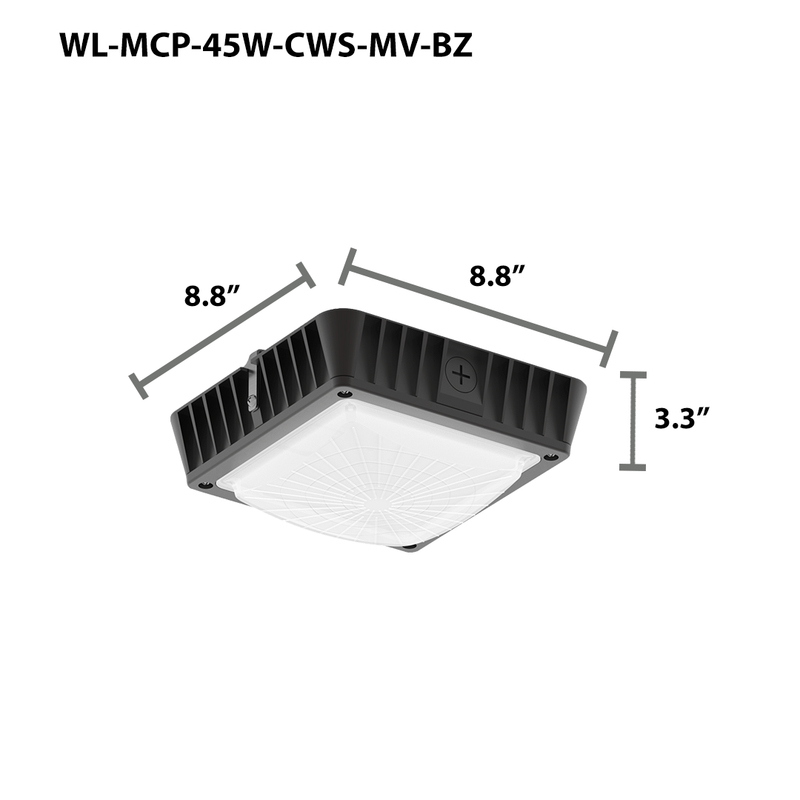 LED Mini Canopy Light, 5490 Lumen Max, Wattage and CCT Selectable, 120-277V, Bronze