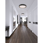 16" LED Flush Mount Ceiling Light, 2400 Lumens, 24W, 3000K, 120V, Matte Black Finish, Malaga Collection