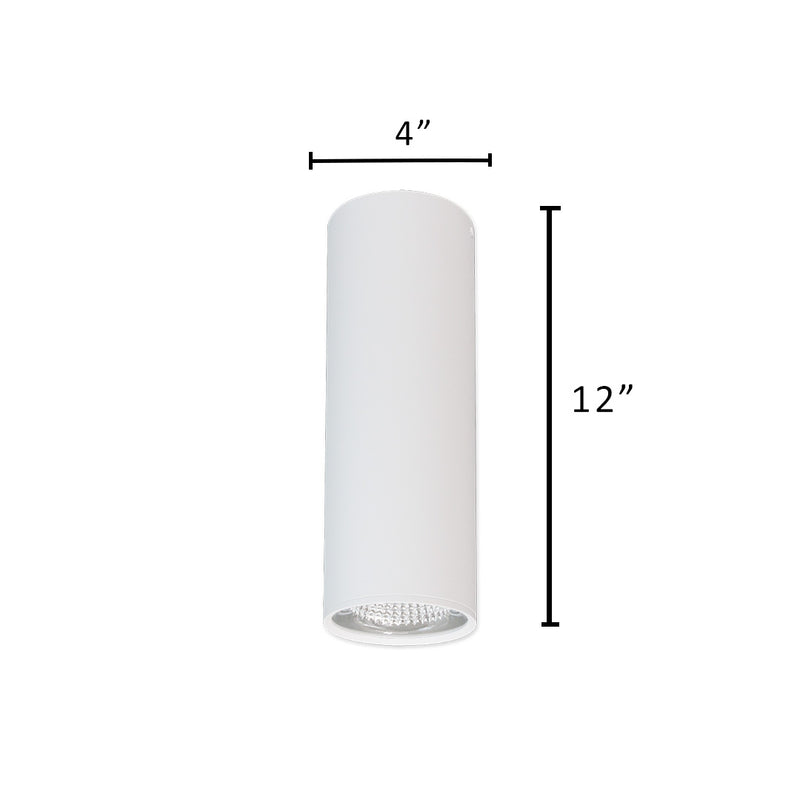 4" LED Architectural Cylinder Light Fixture, 1650 Lumens, 15W, CCT Selectable, 120-277V, White Finish