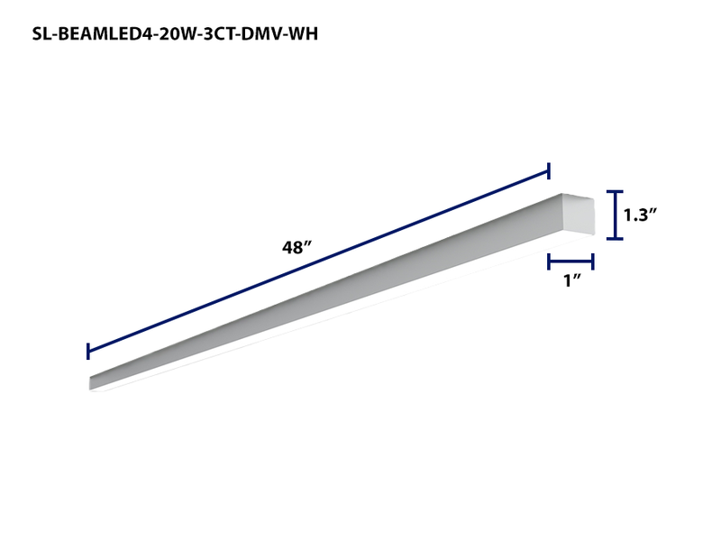 4FT LED Linear Fixture, 2300 Lumen Max, Wattage and CCT Selectable, 120-277V