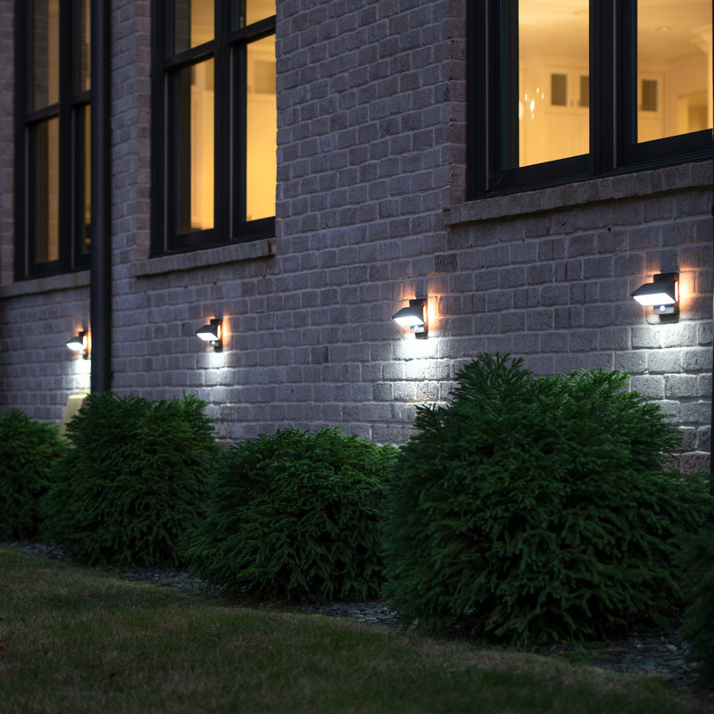 2PK Architectural Solar Wall Accent Light with Motion Sensor, 120 Lumens, 1.2W, 2700 CCT, Black or Bronze Finish